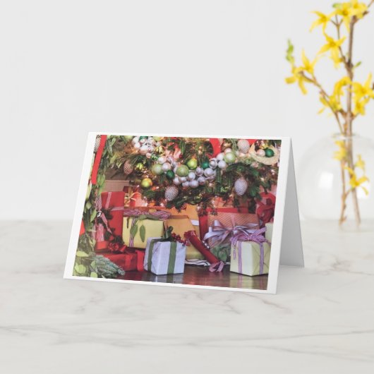 CARTE *JOIE ET BONHEUR CETTE SAISON DE NOËL* (Fleur jaune)