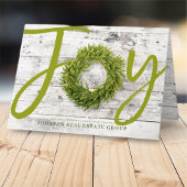 Carte Joie et pin sur bois blanc | Salutations de vacanc