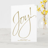Carte Joie ! Gold & White Script moderne Chic Photo de v (Fleur jaune)
