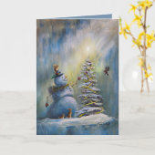 Carte Joie Lumineuse - Bonhomme de neige de Noël (Fleur jaune)