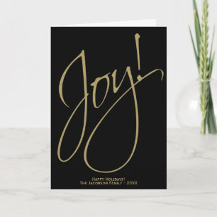 Carte Joie ! Noir & Or Élégant minimaliste photo Noël