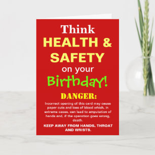 Carte Joke Funny Health and Safety Birthday
