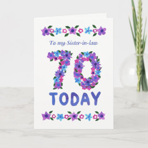 Carte Joli 70ème anniversaire de Floral, pour belle-soeu