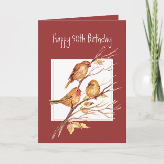 Carte Joli 90ème Anniversaire Sparrows (Devant)