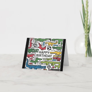 Carte Joli Alligators Jouant Soccer Anniversaire