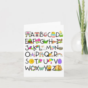 Carte Joli Alphabet Drôle Jour de Pâques Abc Alphabet Oe