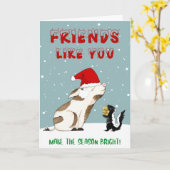 Carte Joli ami Cochon Noël (Fleur jaune)