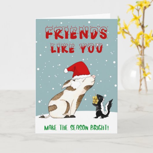 Carte Joli ami Cochon Noël (Fleur jaune)