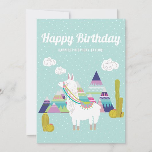 Carte Joli anniversaire à la Llama mignonne et colorée (Devant)