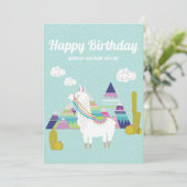 Carte Joli anniversaire à la Llama mignonne et colorée (Debout devant)