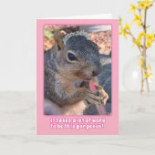 Carte Joli anniversaire à l'écureuil Tiara et au bâton d (Fleur jaune)