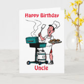 CARTE JOLI ANNIVERSAIRE AU MEILLEUR MAÎTRE GRILL *ONCLE* (Fleur jaune)