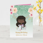 Carte Joli Anniversaire de Fille Noire - Beaucoup de Thè (Fleur jaune)