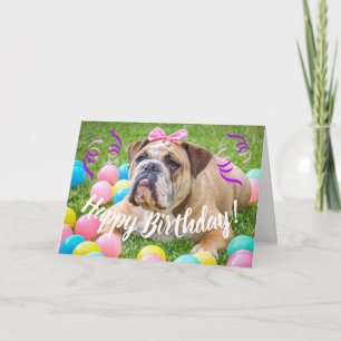 Carte Joli anniversaire de mignonne Bulldog
