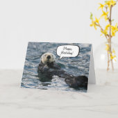 Carte Joli Anniversaire de mignonne Otter animal (Fleur jaune)