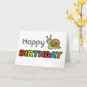 Carte Joli anniversaire d'escargot (Fleur jaune)