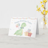 Carte Joli Anniversaire Dinosaure d'aquarelle de deux an (Fleur jaune)