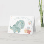 Carte Joli Anniversaire Dinosaure d'aquarelle de deux an (Devant)