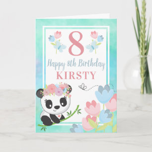 Carte Joli Anniversaire Enfant Panda Printanier Floral A