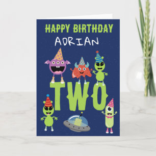 Carte Joli Anniversaire Enfants Monstre Alien Moderne Es