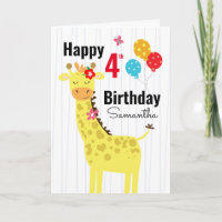 Joli Anniversaire Giraffe Nom personnalisé