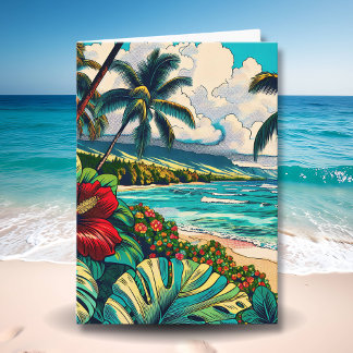 Carte Joli anniversaire Hawaiian à thème