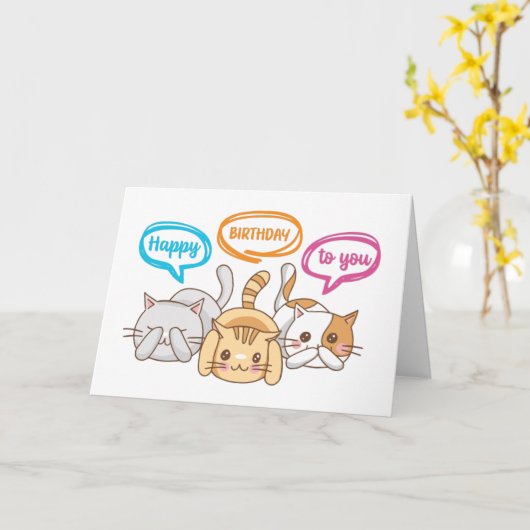 Carte Joli anniversaire Kittens Funny Amoureux des chats (Fleur jaune)