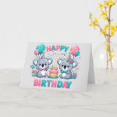 Carte Joli Anniversaire Koala Bears (Fleur jaune)