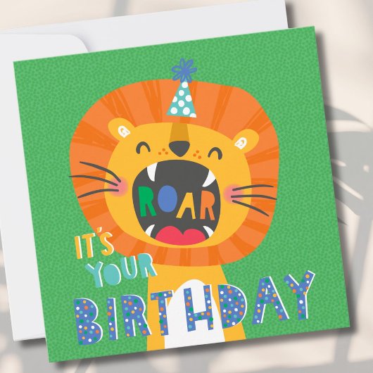 Carte Joli Anniversaire Lion enfants
