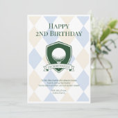 Carte Joli Anniversaire Moderne Garçons Golf 2 Ans (Debout devant)