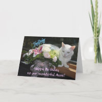 Joli anniversaire personnalisable de chat/fleurs
