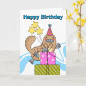 Carte Joli Anniversaire Platypus Beaver Canard (Fleur jaune)