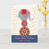 Carte Joli anniversaire pour enfant avec éléphant acroba (Fleur jaune)