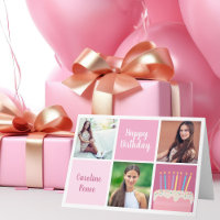 Joli Anniversaire rose Collage photo personnalisé