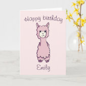 Carte Joli Anniversaire rose mignonne Alpaca (Fleur jaune)