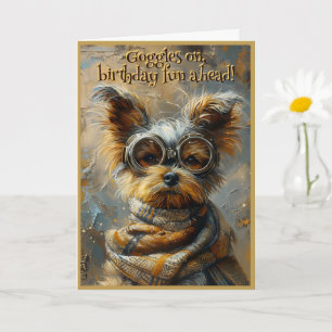 Carte Joli anniversaire Yorkshire Terrier Nom personnali