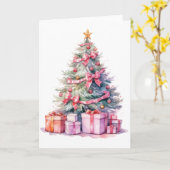 Carte Joli arbre de Noël aquarelle (Fleur jaune)