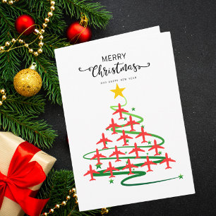 Carte Joli arbre de Noël en forme d'avion & photo person