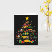 Carte Joli arbre de Noël Santa Hat Construction Excavat (Fleur jaune)