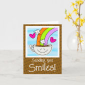 Carte Joli Arc-En-Ciel Et Café Sourit En Vous Pensant (Fleur jaune)