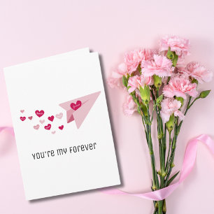 Carte Joli avion en papier Tu es mon amour pour toujours