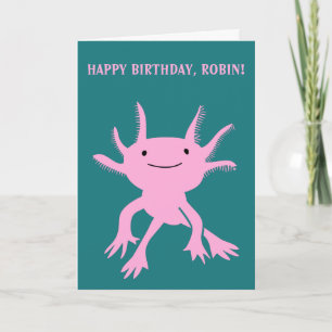 Carte Joli Axolotl Rose Salamandre Anniversaire Personna