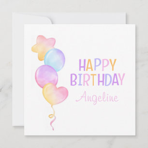 Carte Joli ballon coloré Enfants Joyeux Anniversaire