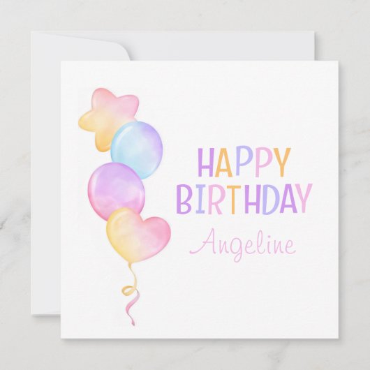 Carte Joli ballon coloré Joyeux Anniversaire enfants (Devant)