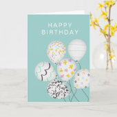 Carte joli ballon fête joyeux anniversaire plié (Fleur jaune)