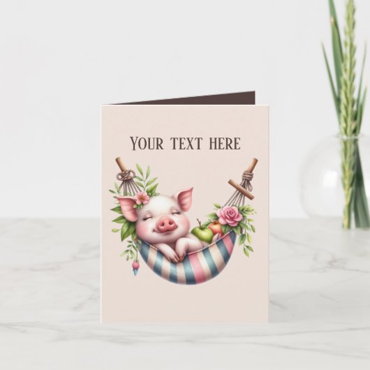 Carte Joli bébé cochon ajouter un message n'importe quel (Devant)