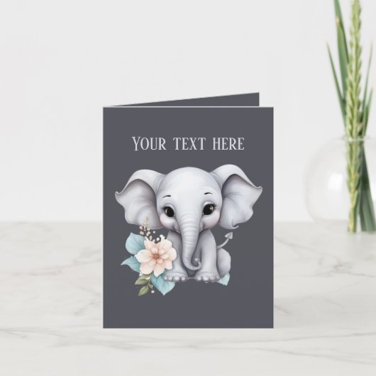 Carte Joli bébé éléphant ajouter du texte n'importe quel (Devant)