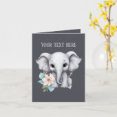 Carte Joli bébé éléphant ajouter du texte n'importe quel (Fleur jaune)