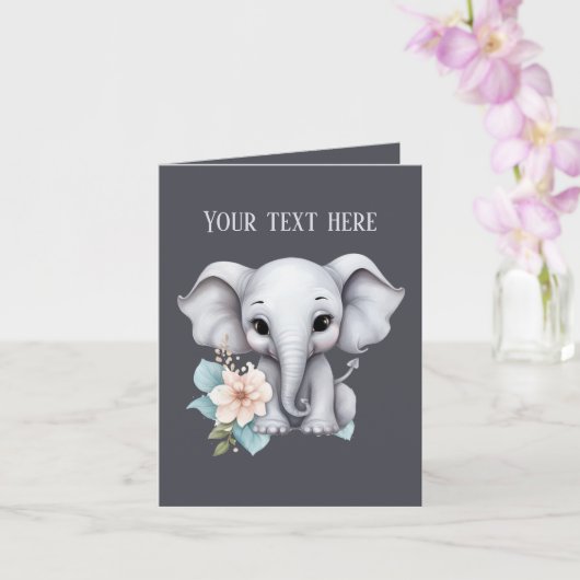 Carte Joli bébé éléphant ajouter du texte n'importe quel (Orchidée)