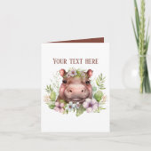 Carte Joli bébé hippo ajouter du texte n'importe quel bu (Devant)